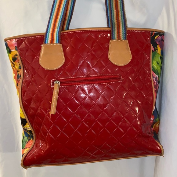 Quilted Vinyl Floral Embroidered Tote - Picture 2 of 9